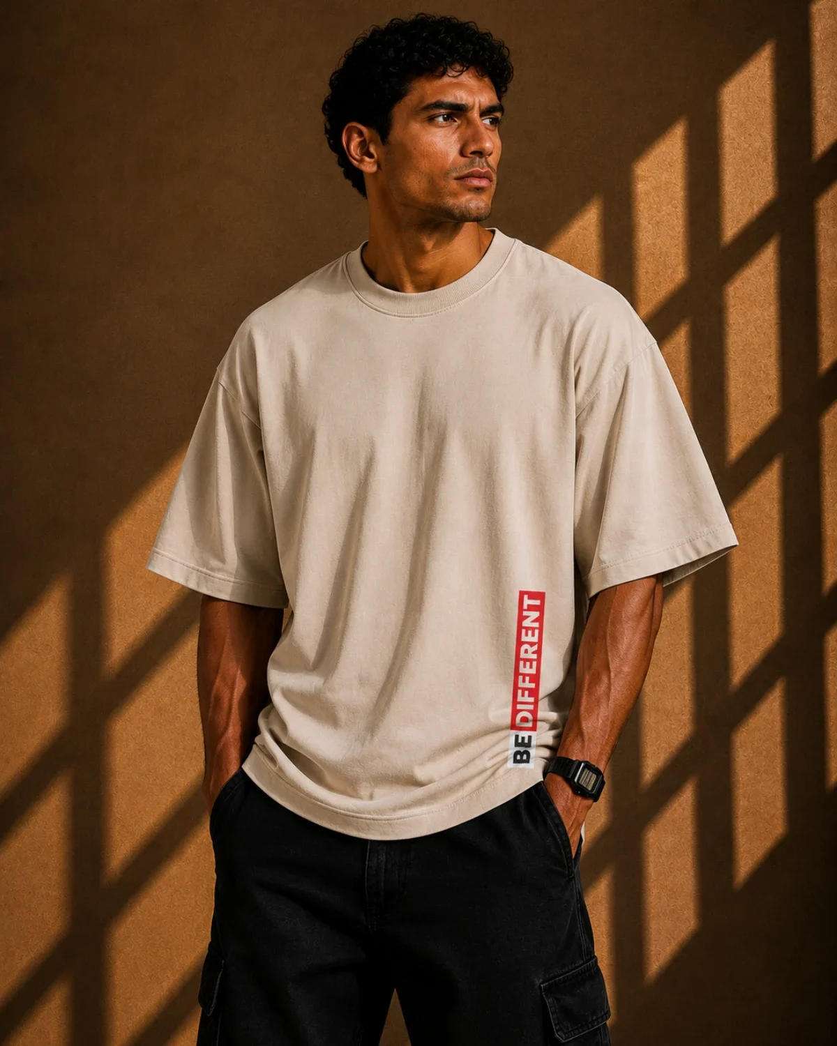 Be Different Oversized T-Shirt – Beige