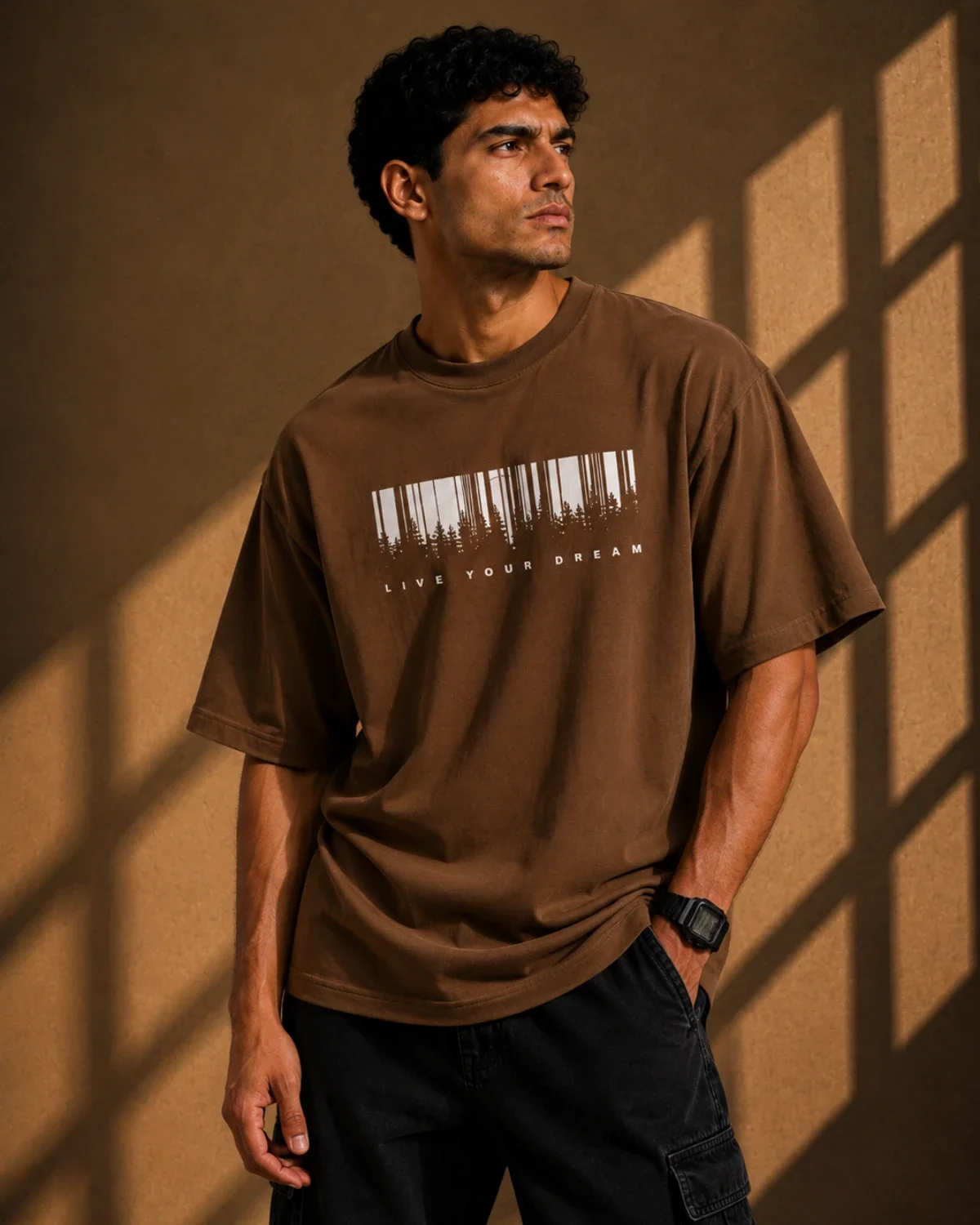 Live Your Dream Oversized T-Shirt – Brown