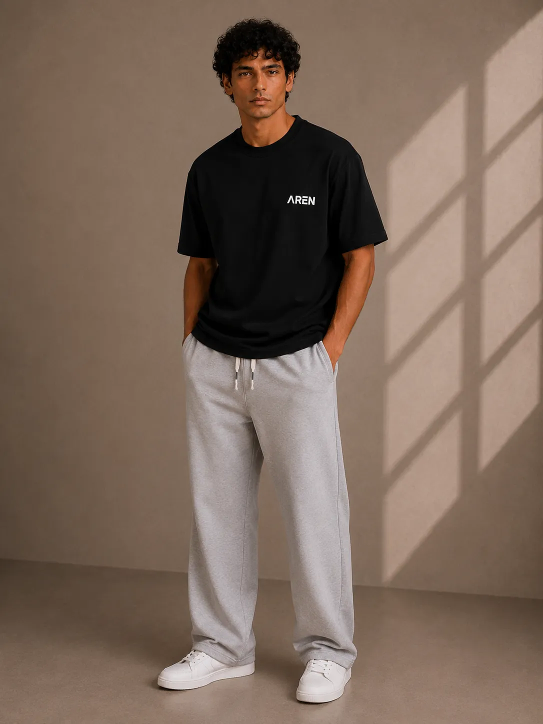 Gray Wide Leg Sweat Pants