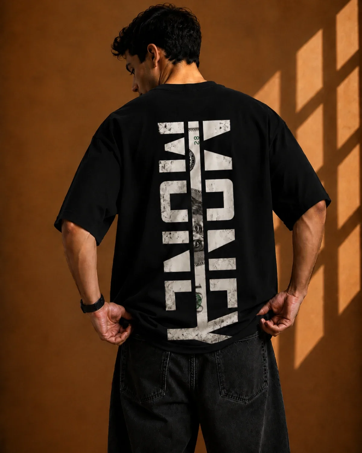 Money Vision Graphic Oversized T-Shirt – Black