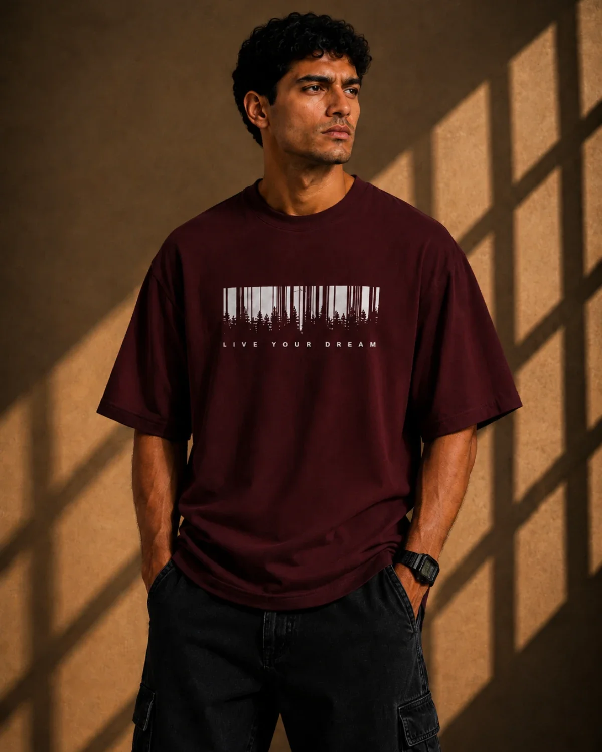 Live Your Dream Oversized T-Shirt – Burgundy