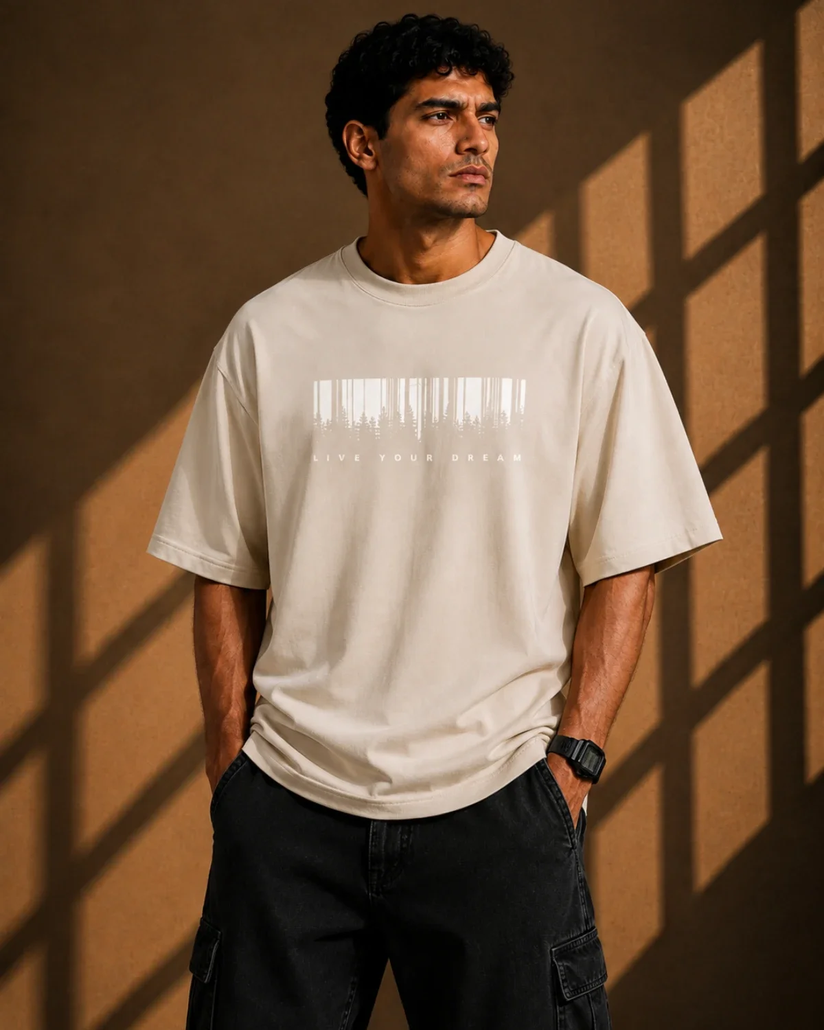 Live Your Dream Oversized T-Shirt – Beige