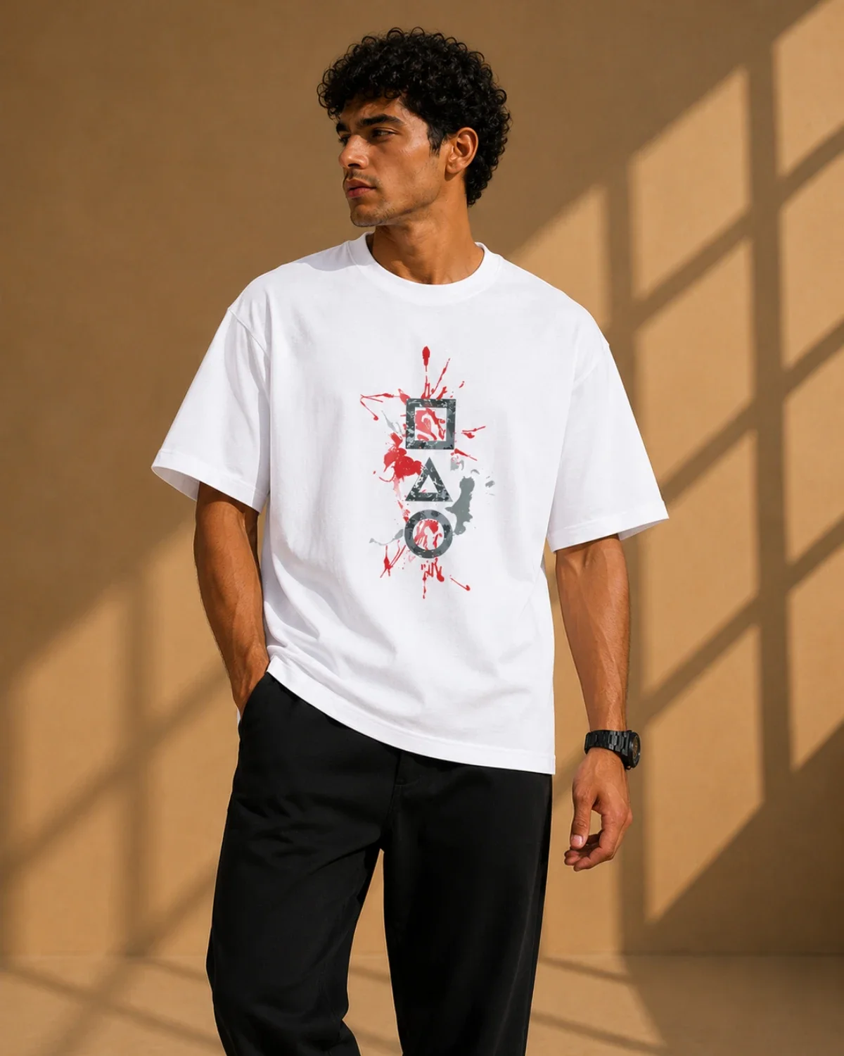 Chaos Code Graphic Oversized T-Shirt - White