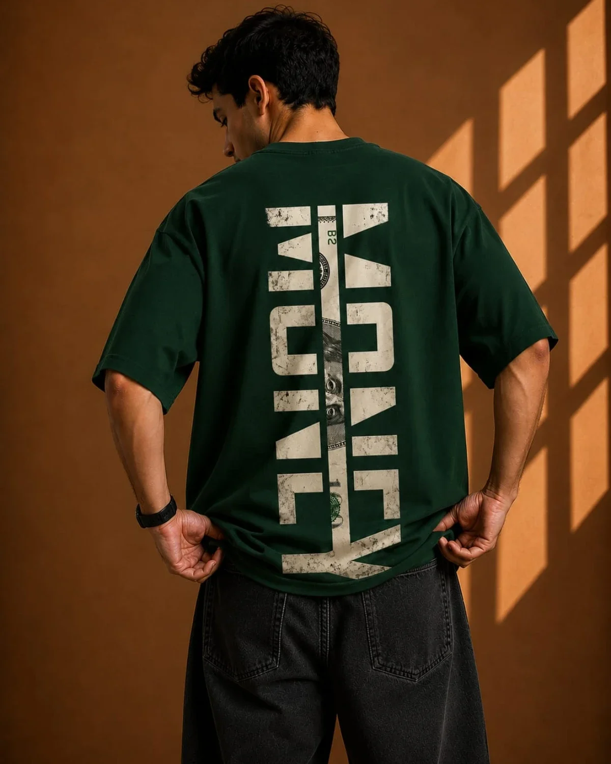 Money Vision Graphic Oversized T-Shirt – Green