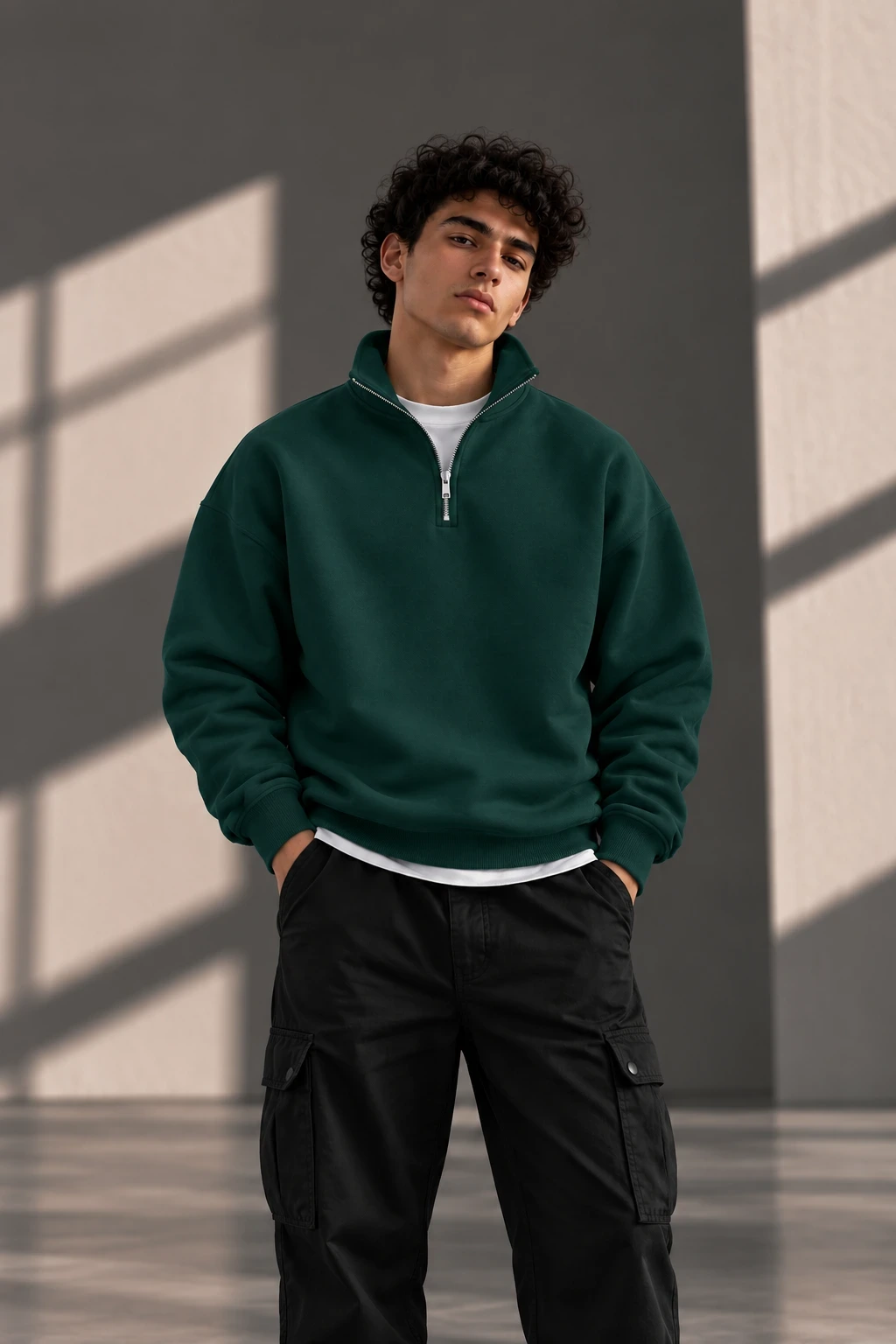 Dark Green Quarter-Zip Sweatshirt